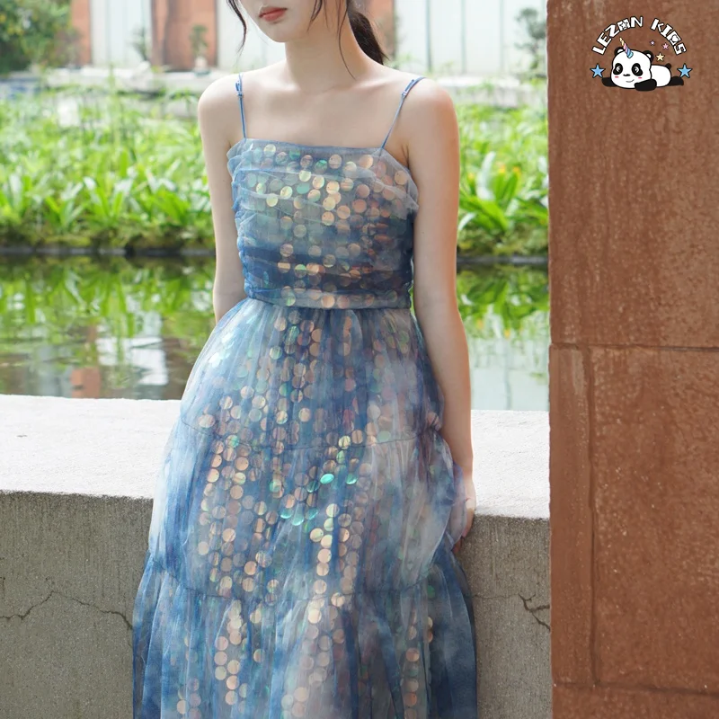 LEZONKIDS - Vestido Rosa de Lantejoulas para Meninas, Vestido de Malha Arco-íris para Festa Noturna, Vestido de Princesa para Crianças
